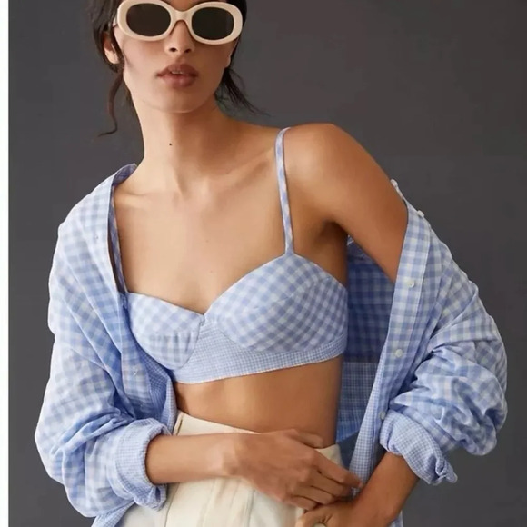 Favorite Daughter Tops - Favorite Daughter Ex Boyfriend Bra Top Gingham Blue Size Large